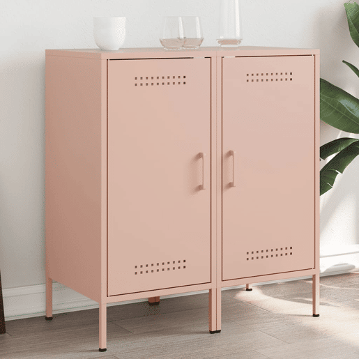 Aparadores - Bufetes - Móveis de apoio 2 pcs 36x39x79 cm aço rosa pt5258