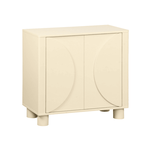 Aparador com efeito madeira mel de 2 portas, 80cm Bege - 40x30x57 cm