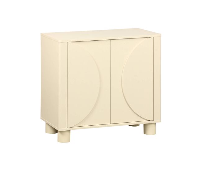 Aparador efecto madera de mango con 2 puertas, 80cm beige - 40x30x57 cm