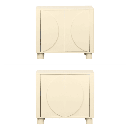 Aparador com efeito madeira mel de 2 portas, 80cm Bege - 40x30x57 cm