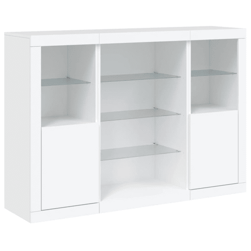 Aparadores - Bufetes - Móveis de apoio c luzes LED 3 pcs derivados de madeira branco pt5335
