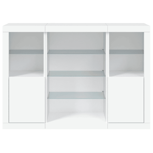 Aparadores - Bufetes - Móveis de apoio c luzes LED 3 pcs derivados de madeira branco pt5335