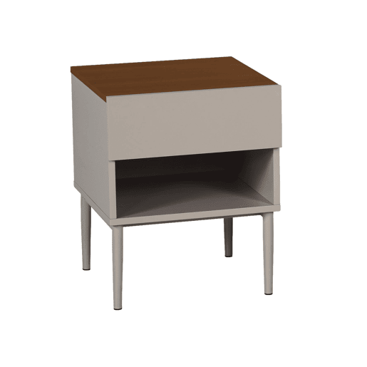 Mesa de cabeceira em metal com acabamento em madeira Cinza - 40x40x50 cm