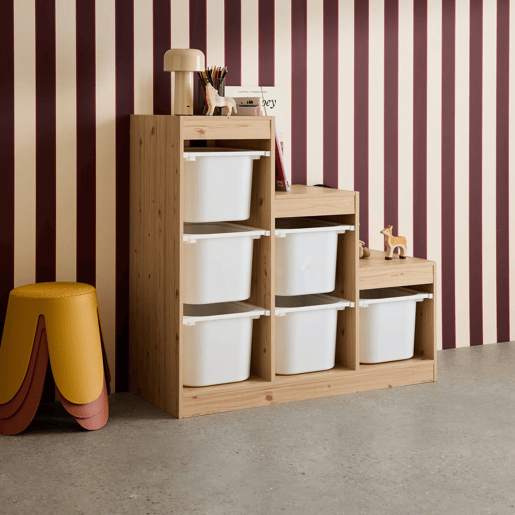 Móvel de armazenamento infantil escada 6 caixas de armazenamento Natural - 96x38.5x90 cm