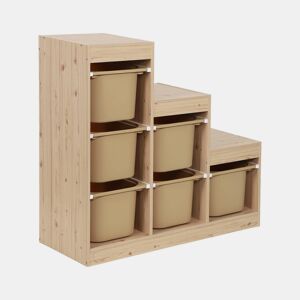Móvel de arrumação infantil em escada com 6 caixas Beige - 96x38.5x90 cm
