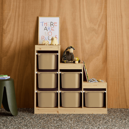 Móvel de arrumação infantil em escada com 6 caixas Beige - 96x38.5x90 cm Móvel de arrumação infantil em escada com 6 caixas Beige - 96x38.5x90 cm