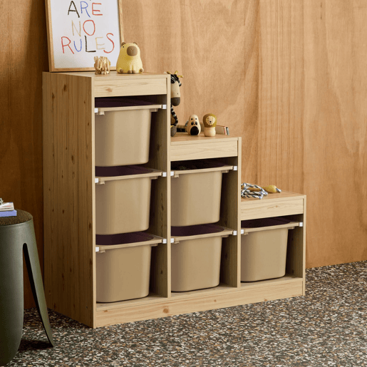 Móvel de arrumação infantil em escada com 6 caixas Beige - 96x38.5x90 cm Móvel de arrumação infantil em escada com 6 caixas Beige - 96x38.5x90 cm