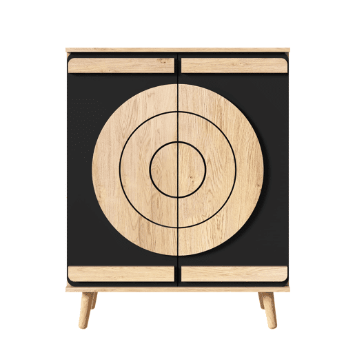 Sapateira 76x37x98,5 cm - portas geométricas, múltiplos compartimentos de arrumação - Preto