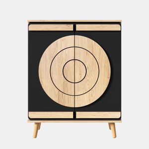 Sapateira 76x37x98,5 cm - portas geométricas, múltiplos compartimentos de arrumação - Preto