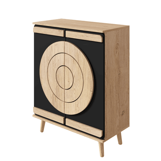 Sapateira 76x37x98,5 cm - portas geométricas, múltiplos compartimentos de arrumação - Preto