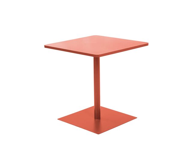 Mesa de jardín bistró cuadrada de acero, 2 plazas, orea, terracotta, 70x70x73 cm