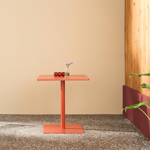 Mesa de jardim bistrô quadrada de aço, 2 lugares, Orea, Terracotta, 70x70x73 cm