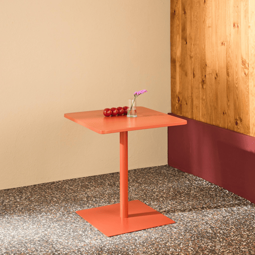 Mesa de jardim bistrô quadrada de aço, 2 lugares, Orea, Terracotta, 70x70x73 cm
