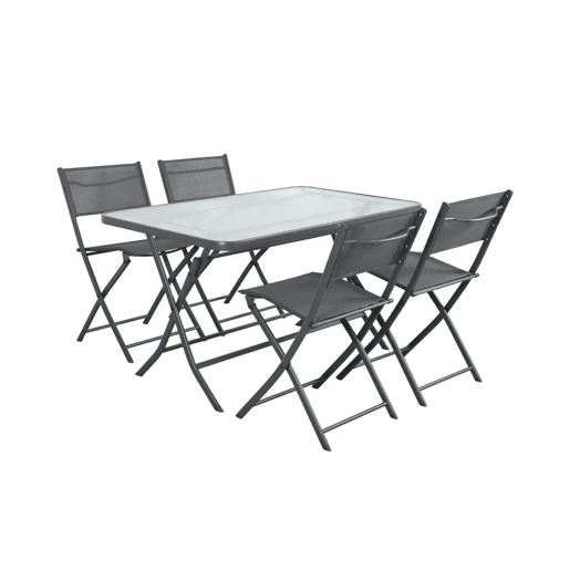 Mesa de jardim dobrável de aço com 4 cadeiras Antracite - 125x76x70 cm