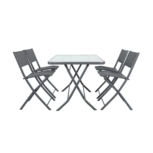 Mesa de jardim dobrável de aço com 4 cadeiras Antracite - 125x76x70 cm