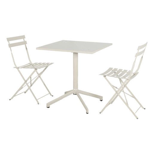 Mesa de jardim bistrô dobrável de metal com 2 cadeiras Bege - 70x70x74 cm