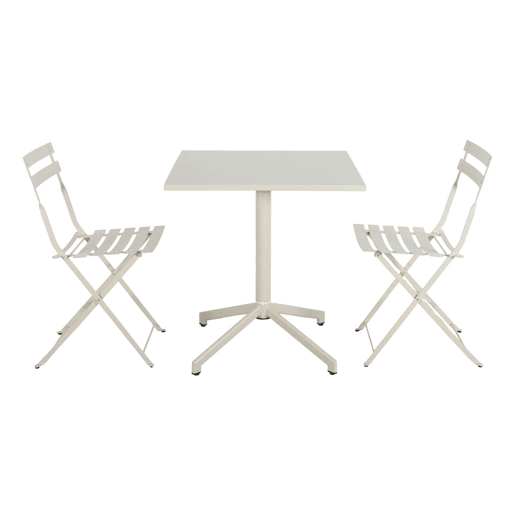 Mesa de jardim bistrô dobrável de metal com 2 cadeiras Bege - 70x70x74 cm