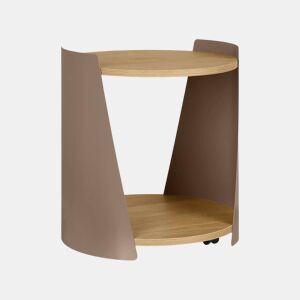 Mesa lateral, mesa de cabeceira em metal e madeira com rodas, Molto, Castanho, 40x39.5x47.5 cm