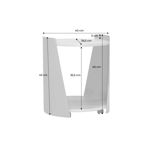 Mesa lateral, mesa de cabeceira em metal e madeira com rodas Bege - 40x39.5x47.5 cm