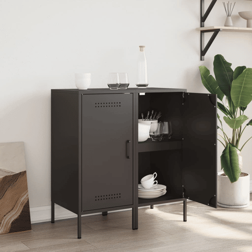 Aparadores - Bufetes - Móveis de apoio 2 pcs 36x39x79 cm aço preto pt5257 Aparadores - Bufetes - Móveis de apoio 2 pcs 36x39x79 cm aço preto pt5257
