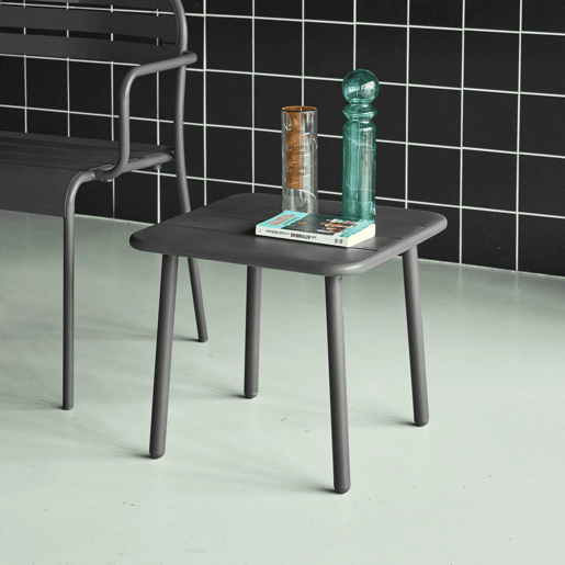 Mesa de centro de jardim bistrô quadrada em aço, 45cm, Amelia, Antracite, 45x45x40 cm