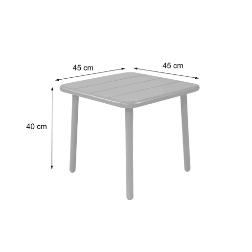 Mesa de centro de jardim bistrô quadrada em aço, 45cm, Amelia, Antracite, 45x45x40 cm