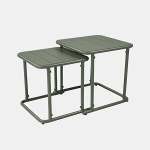 Mesa de ninho bistrô quadrada para exterior em aço, 45cm Verde caqui - 45x45x45 cm