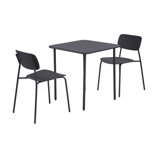 Mesa de jardim de metal + 2 cadeiras Antracite - 70x70x72.5 cm