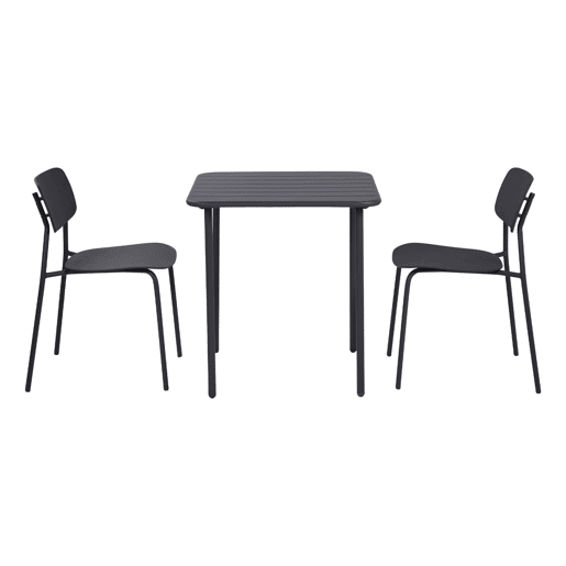 Mesa de jardim de metal + 2 cadeiras Antracite - 70x70x72.5 cm