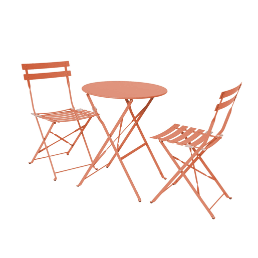 Mesa de jardim bistrô dobrável em aço com 2 cadeiras, ø60cm Rosa tostato - 60x60x71 cm