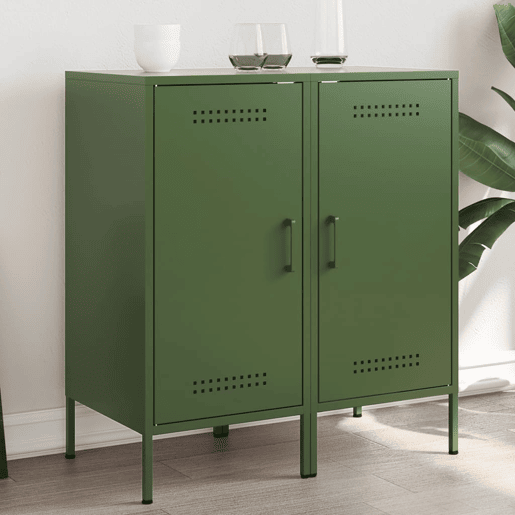 Aparadores - Bufetes - Móveis de apoio 2 pcs 36x39x79 cm aço verde-azeitona pt5259