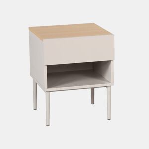 Mesa de cabeceira em metal com acabamento em madeira Bege - 40x40x50 cm