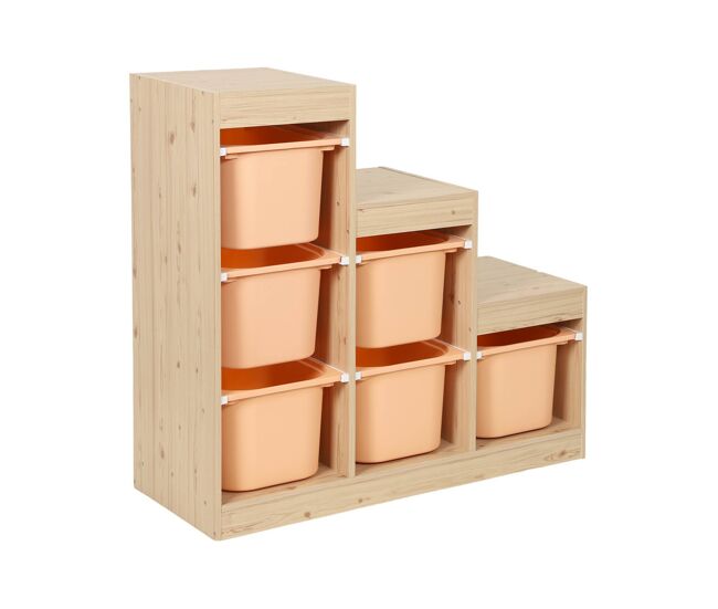 Mueble de almacenamiento infantil escalera, 6 cajones de almacenamiento melocotón - 96x38.5x90 cm