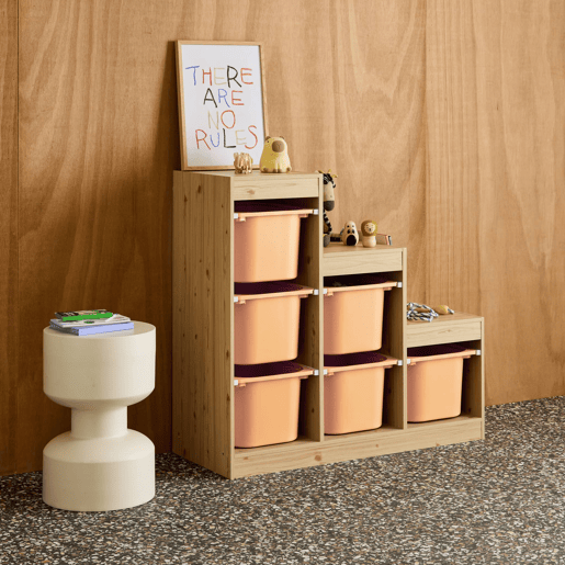 Móvel de arrumação infantil em escada com 6 caixas Pêssego - 96x38.5x90 cm