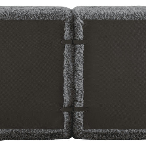 Sofá modular de 2 lugares - Tecido felpudo macio, cama modular com 2 pufes, sem montagem - Cinza