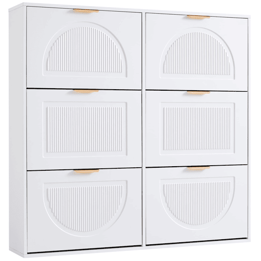 Sapateira 118x115x25 cm - 6 compartimentos, prateleiras abertas, independente - Branco
