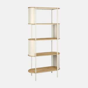 Estante de biblioteca em metal com acabamento em madeira e 5 prateleiras Bege - 80x33.8x172 cm