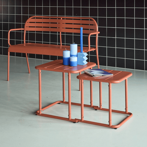 Mesa de ninho bistrô quadrada para exterior em aço, 45cm Terracota - 45x45x45 cm