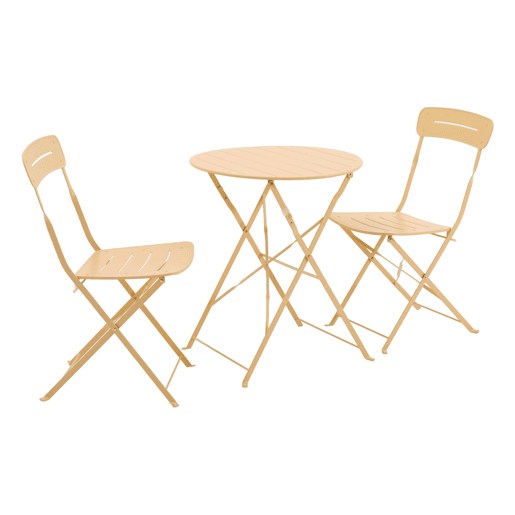 Set mesa de jardim bistrô dobrável redonda de aço com 2 cadeiras Abricot - 42.5x53x82 cm