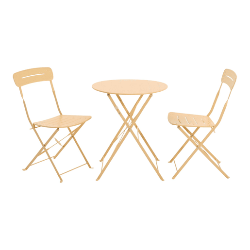 Set mesa de jardim bistrô dobrável redonda de aço com 2 cadeiras Abricot - 42.5x53x82 cm