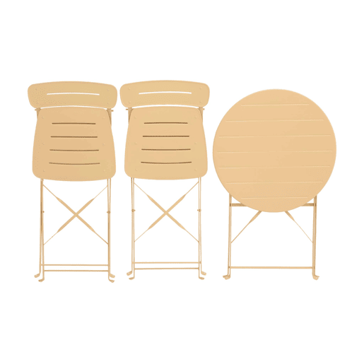 Set mesa de jardim bistrô dobrável redonda de aço com 2 cadeiras Abricot - 42.5x53x82 cm