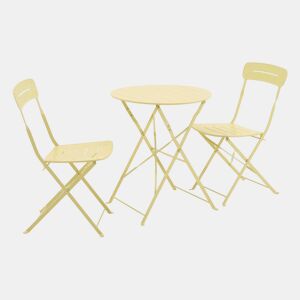 Set mesa de jardim bistrô dobrável redonda de aço com 2 cadeiras Amarelo - 42.5x53x82 cm