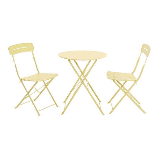 Set mesa de jardim bistrô dobrável redonda de aço com 2 cadeiras Amarelo - 42.5x53x82 cm