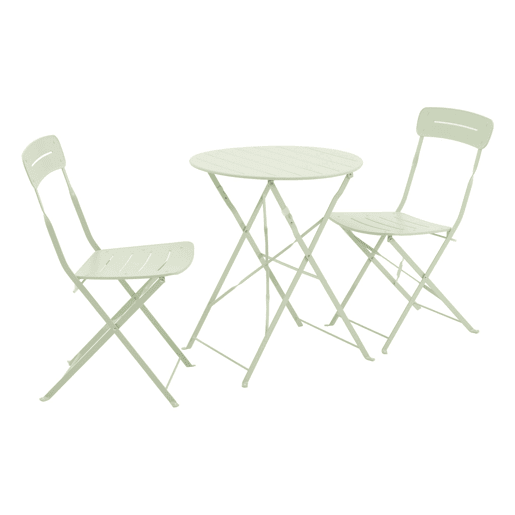 Set mesa de jardim bistrô dobrável redonda de aço com 2 cadeiras Verde - 42.5x53x82 cm