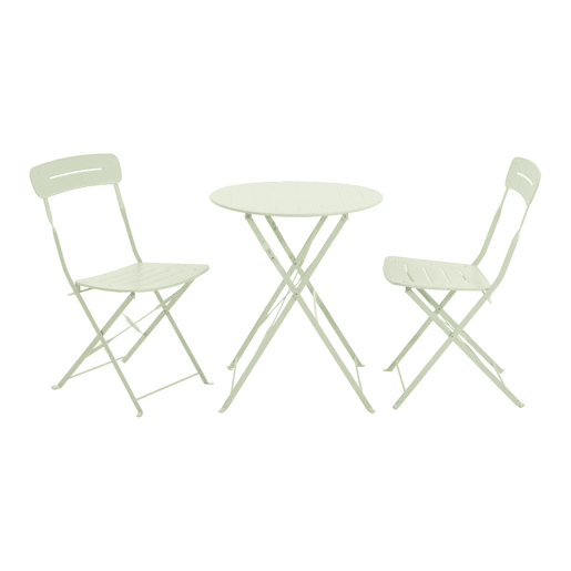 Set mesa de jardim bistrô dobrável redonda de aço com 2 cadeiras Verde - 42.5x53x82 cm