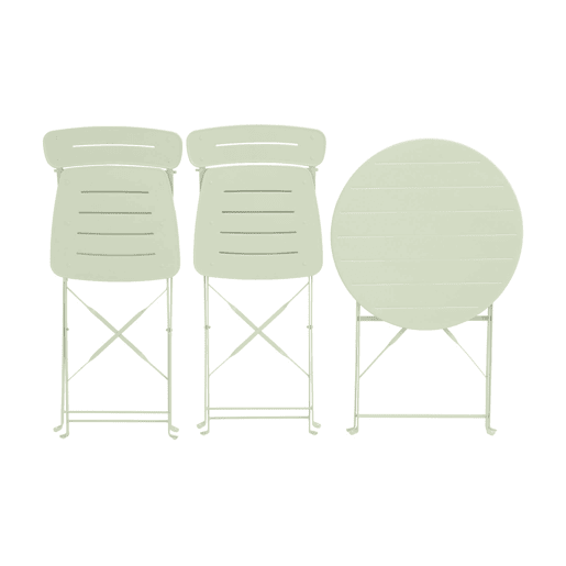 Set mesa de jardim bistrô dobrável redonda de aço com 2 cadeiras Verde - 42.5x53x82 cm