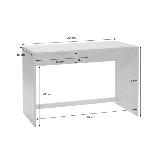 Consola com efeito madeira com 2 gavetas, 120cm Madeira de nogueira - 120x35x75 cm