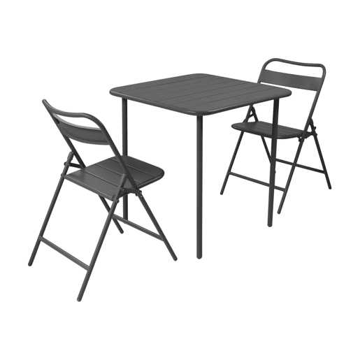 Mesa de jardim bistrô em aço com 2 cadeiras dobráveis, 70cm Antracite - 70x70x72.5 cm