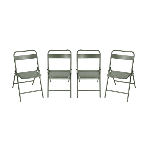 Cadeira de jardim bistrô dobrável em aço, set de 4 Verde caqui - 44.3x49x79.7 cm