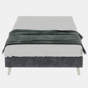 Cama Minimalista 90x200 - Base Baixa, Estilo Moderno, Veludo Holandês - Cinza